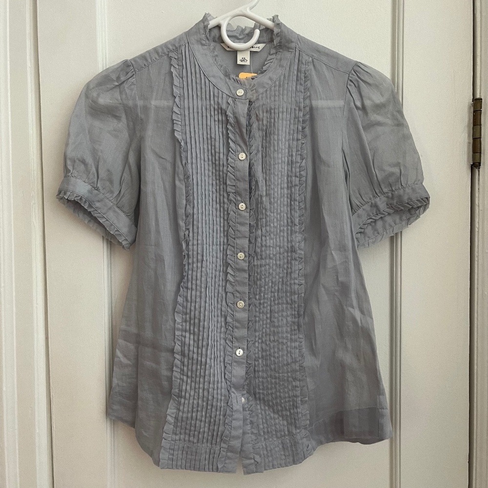 Banana Republic | Ruffle, Pleated, Puff-Sleeve Blouse
